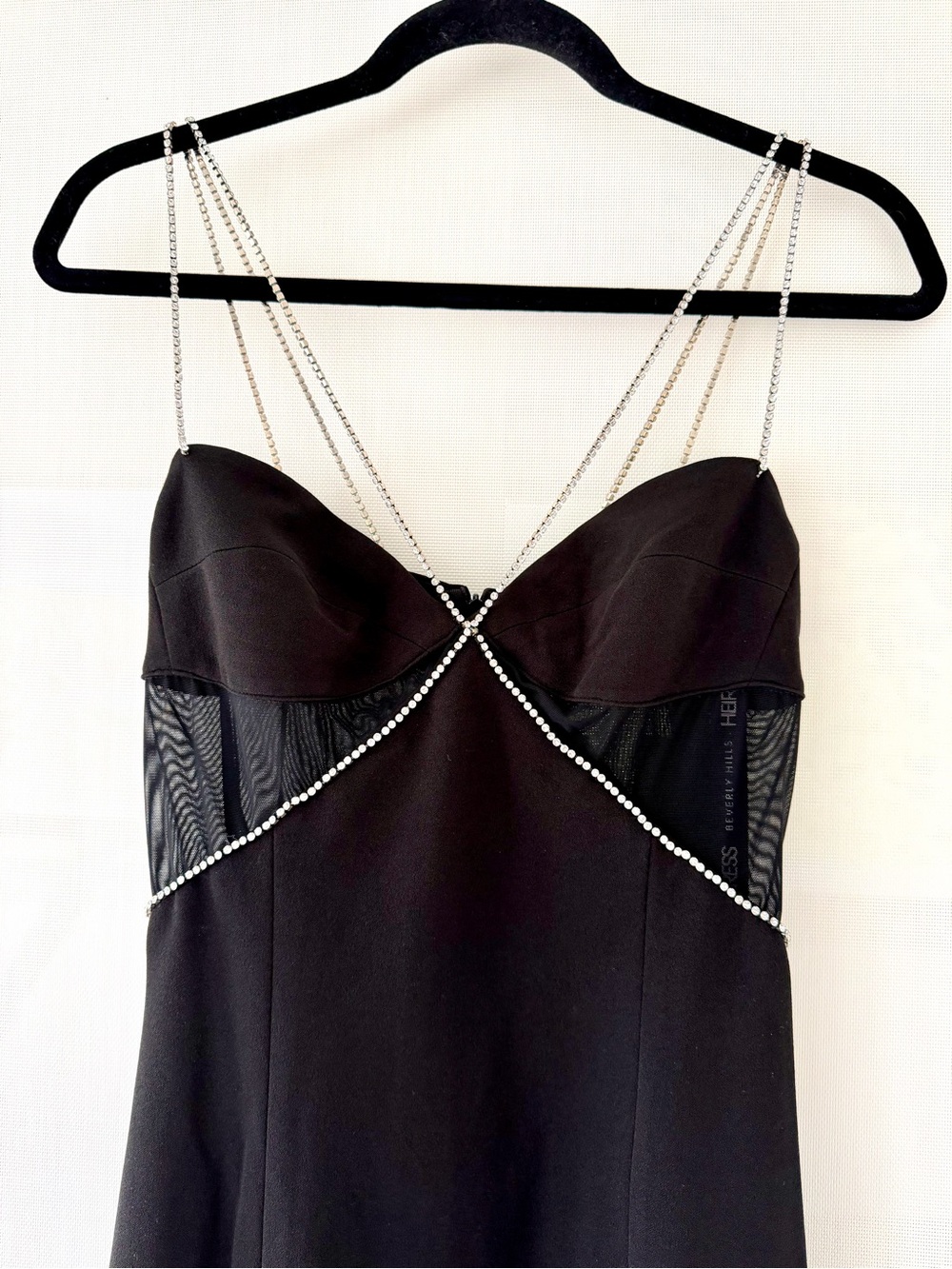 Heiress Beverly Hills New Black Diamanté Crystal-Detail Strappy Maxi Dress - Picture 6 of 14